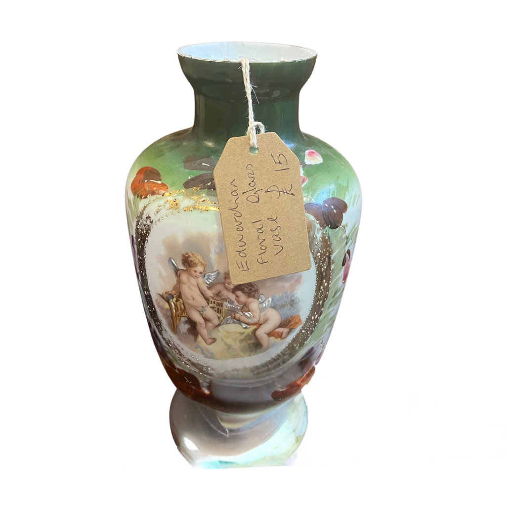 Edwardian Decorative Vase with Cherub Motif